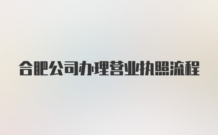 合肥公司办理营业执照流程