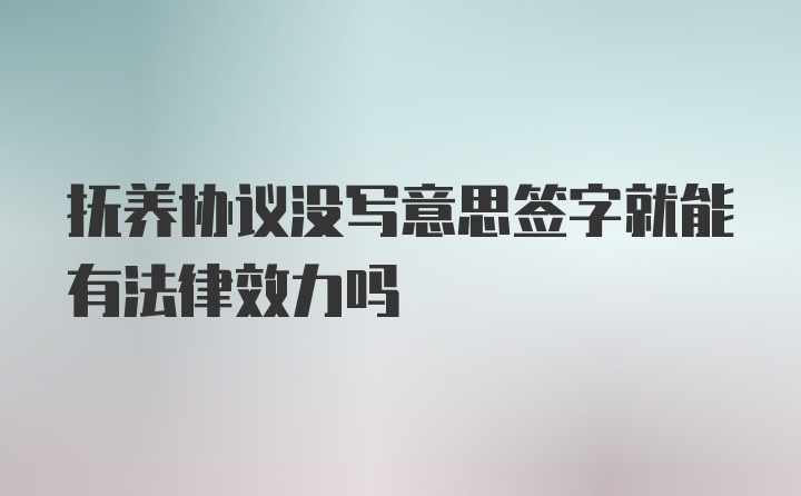 抚养协议没写意思签字就能有法律效力吗