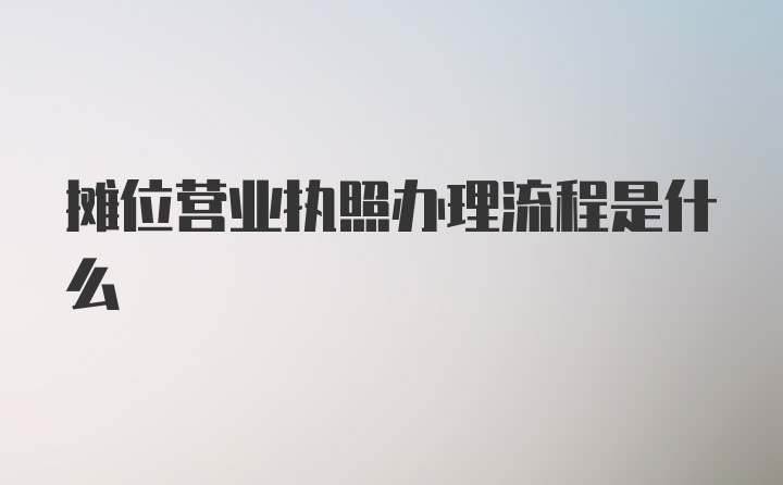 摊位营业执照办理流程是什么