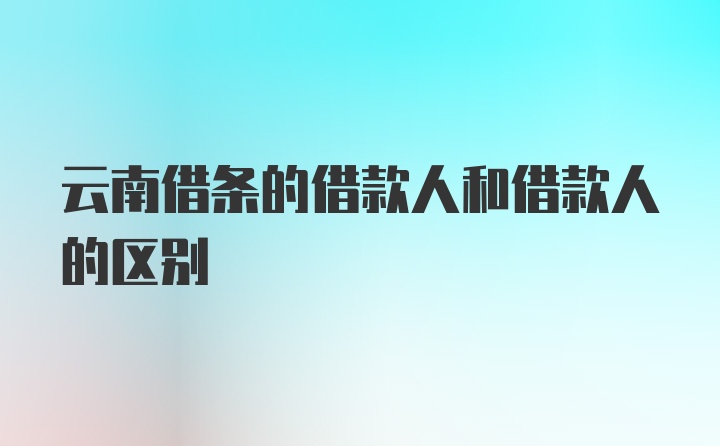 云南借条的借款人和借款人的区别