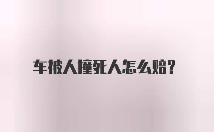 车被人撞死人怎么赔？