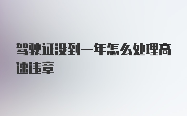 驾驶证没到一年怎么处理高速违章