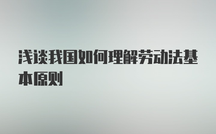 浅谈我国如何理解劳动法基本原则