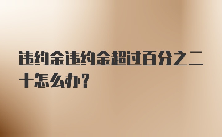 违约金违约金超过百分之二十怎么办？