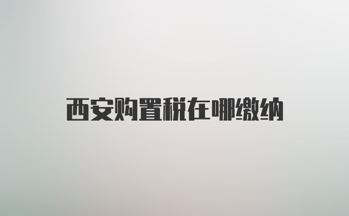 西安购置税在哪缴纳