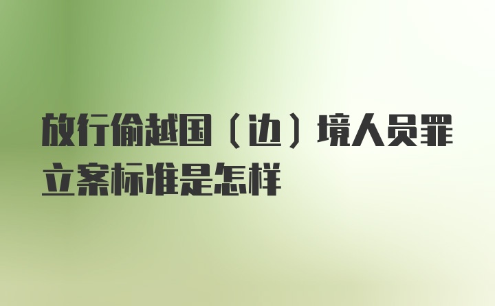 放行偷越国(边)境人员罪立案标准是怎样