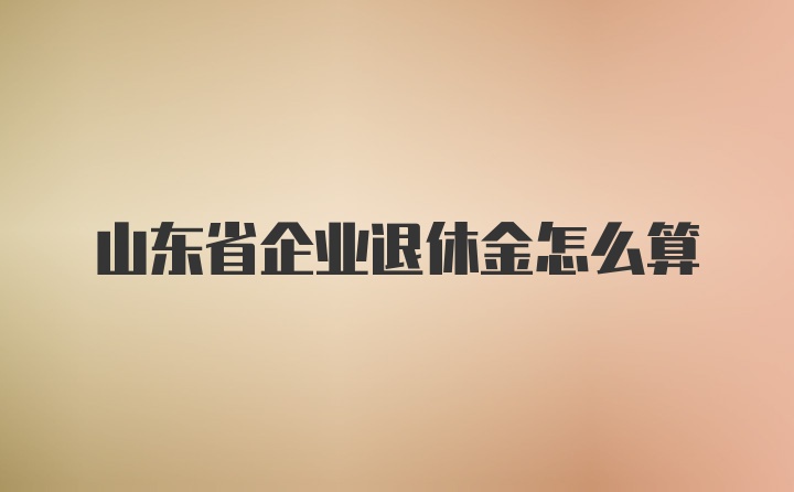 山东省企业退休金怎么算