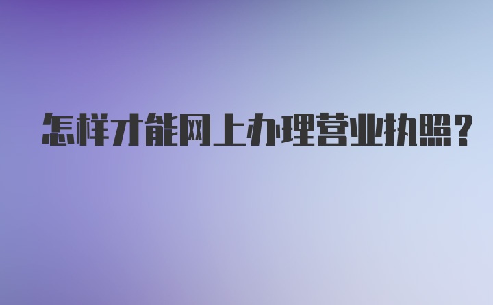 怎样才能网上办理营业执照？