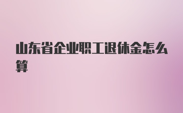 山东省企业职工退休金怎么算