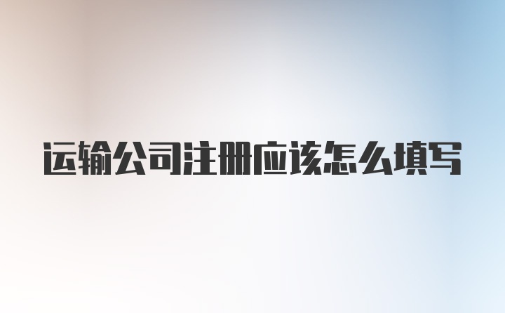 运输公司注册应该怎么填写