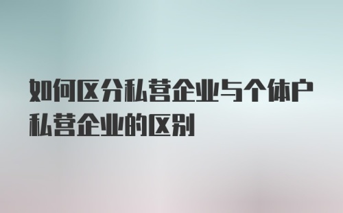 如何区分私营企业与个体户私营企业的区别