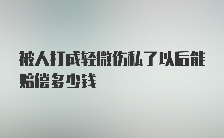 被人打成轻微伤私了以后能赔偿多少钱