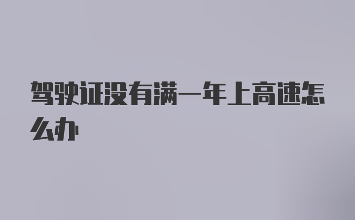 驾驶证没有满一年上高速怎么办