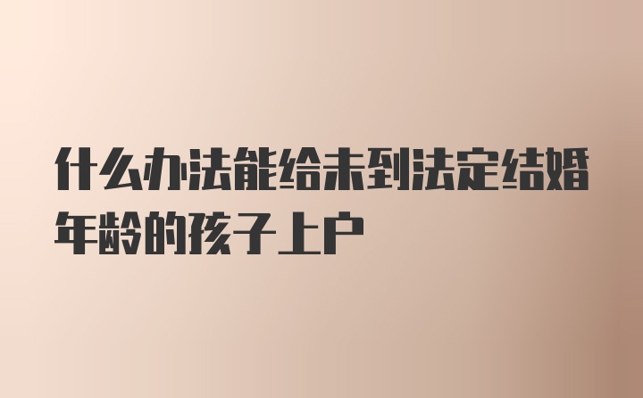 什么办法能给未到法定结婚年龄的孩子上户