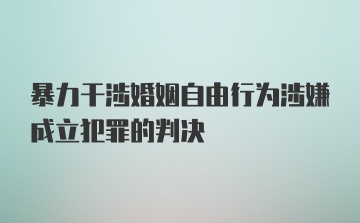 暴力干涉婚姻自由行为涉嫌成立犯罪的判决