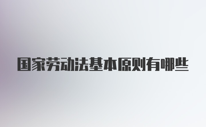 国家劳动法基本原则有哪些