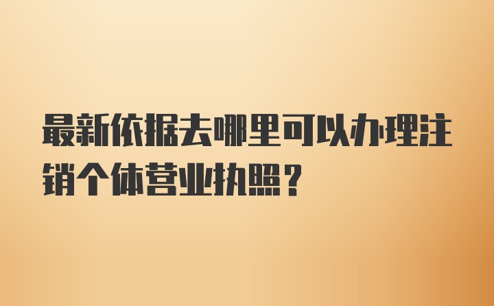 最新依据去哪里可以办理注销个体营业执照？