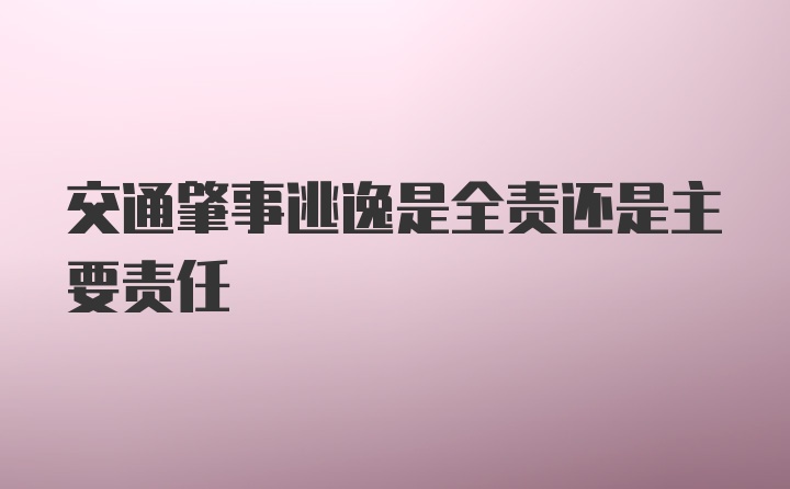 交通肇事逃逸是全责还是主要责任