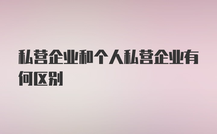 私营企业和个人私营企业有何区别