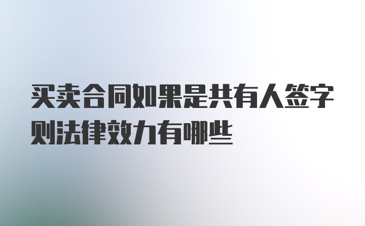 买卖合同如果是共有人签字则法律效力有哪些