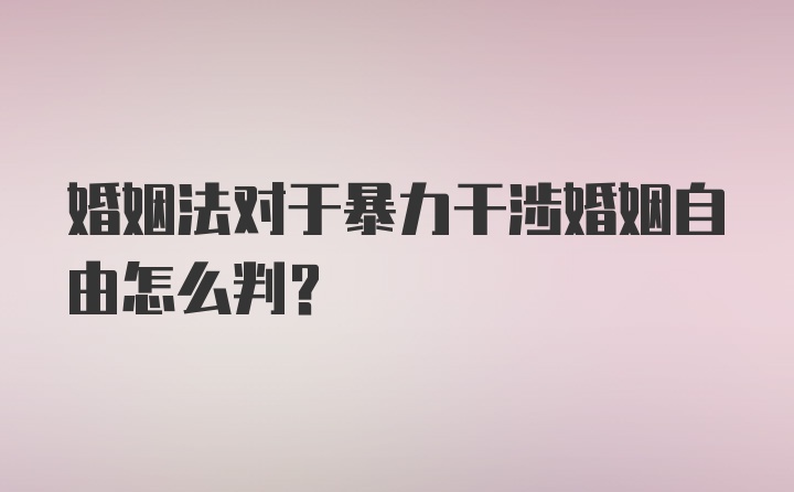 婚姻法对于暴力干涉婚姻自由怎么判？