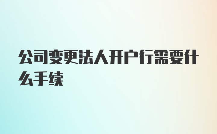 公司变更法人开户行需要什么手续