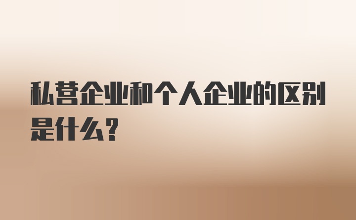 私营企业和个人企业的区别是什么？