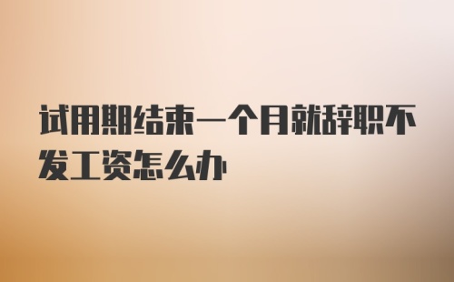 试用期结束一个月就辞职不发工资怎么办