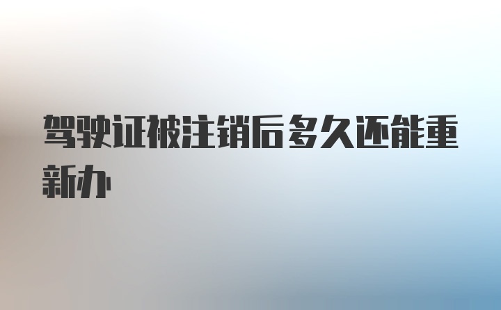 驾驶证被注销后多久还能重新办