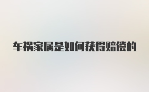 车祸家属是如何获得赔偿的