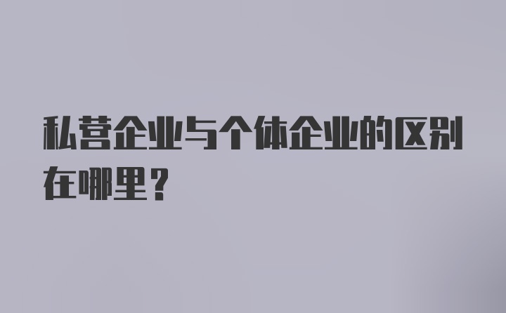 私营企业与个体企业的区别在哪里？