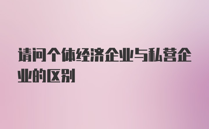 请问个体经济企业与私营企业的区别