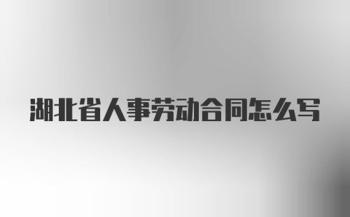 湖北省人事劳动合同怎么写