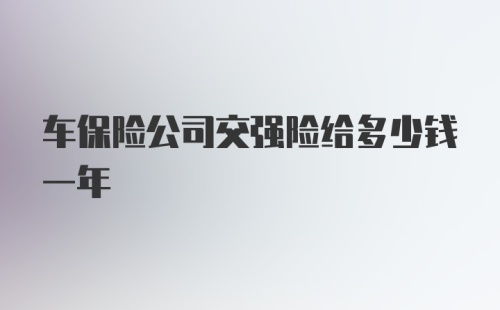 车保险公司交强险给多少钱一年