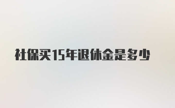 社保买15年退休金是多少