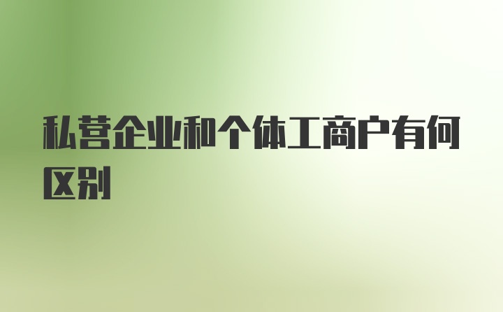 私营企业和个体工商户有何区别