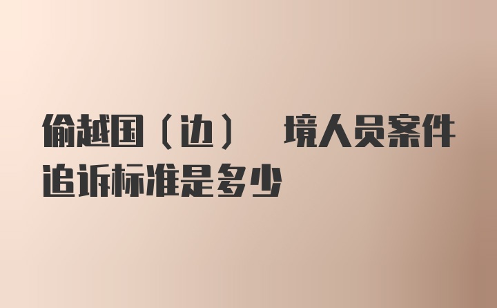 偷越国(边) 境人员案件追诉标准是多少