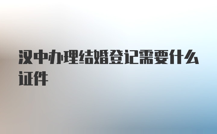 汉中办理结婚登记需要什么证件