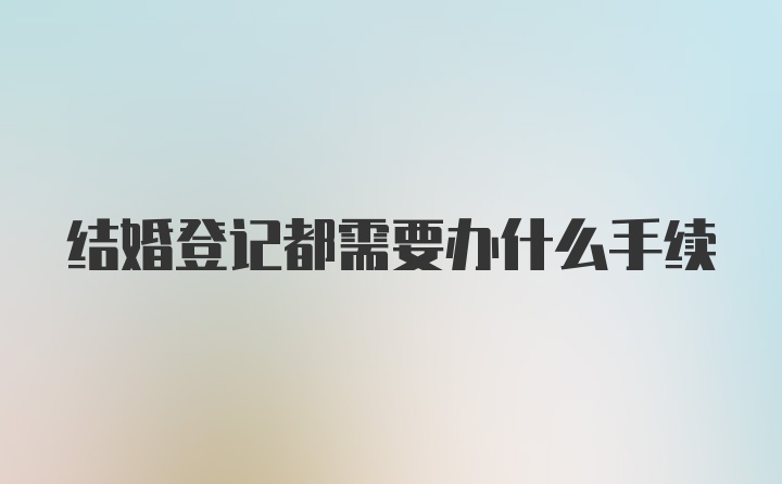 结婚登记都需要办什么手续