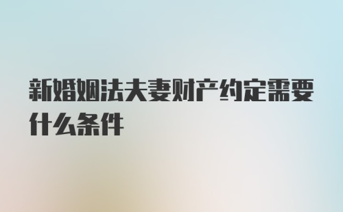 新婚姻法夫妻财产约定需要什么条件