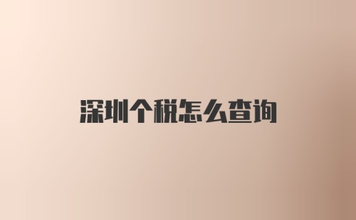 深圳个税怎么查询