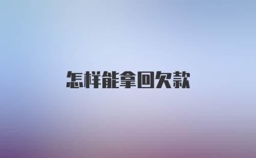 怎样能拿回欠款