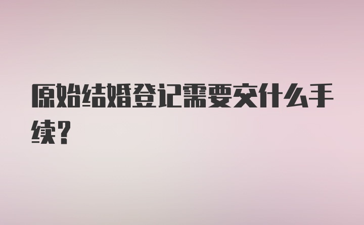 原始结婚登记需要交什么手续？