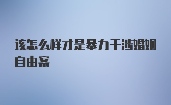 该怎么样才是暴力干涉婚姻自由案