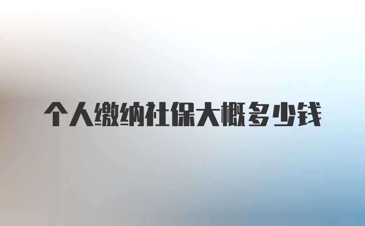 个人缴纳社保大概多少钱