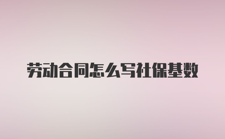 劳动合同怎么写社保基数