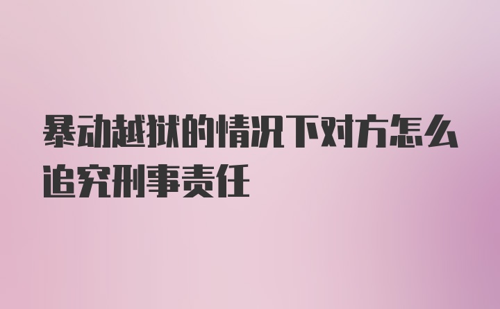 暴动越狱的情况下对方怎么追究刑事责任