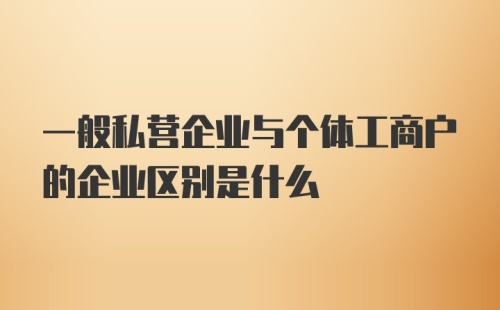 一般私营企业与个体工商户的企业区别是什么