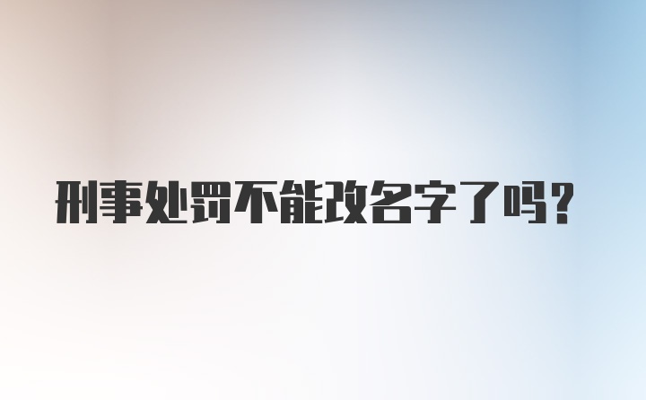 刑事处罚不能改名字了吗?