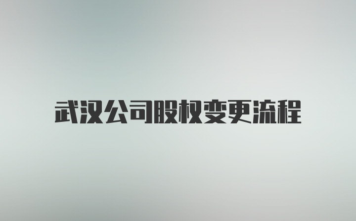 武汉公司股权变更流程